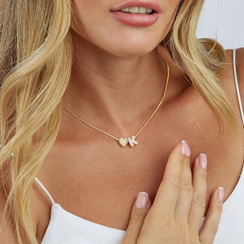 Turandoss Gold Heart Initial Necklace for Women - Dainty 18K Gold Plated Personalized Heart Letter Necklace Trendy Simple Cute Letter Necklace Gold Jewelry Birthday Gifts for Women Girls2
