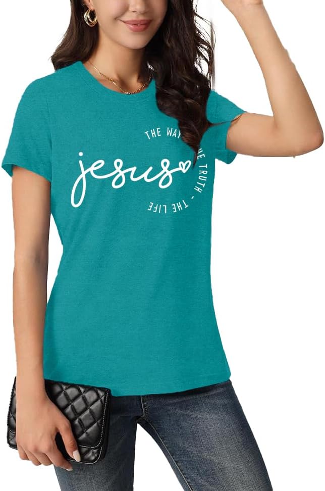 Christian Shirts for Women Jesus Shirt Inspirational Short Sleeve - Image 5