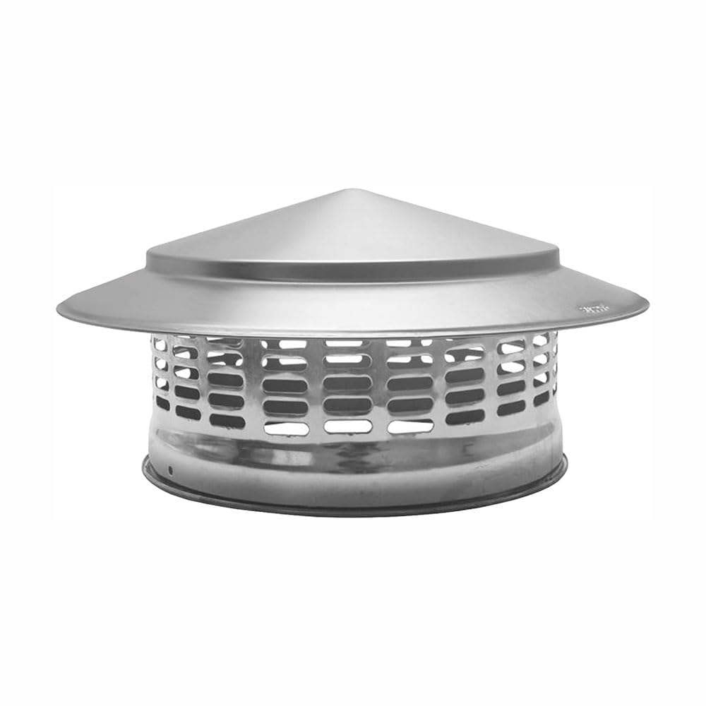 Cappello per Camino Acciaio Inox 304 Tubo Stufa Cappello parapioggia a Forma di Ombrello Design Universal Cono Top Cappuccio da Tetto Facile da installare (200mm / 7.87in)