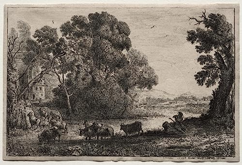Cuadro el pastor de vacas de Claude Lorrain para decorar salones elegantes de 60x90cm