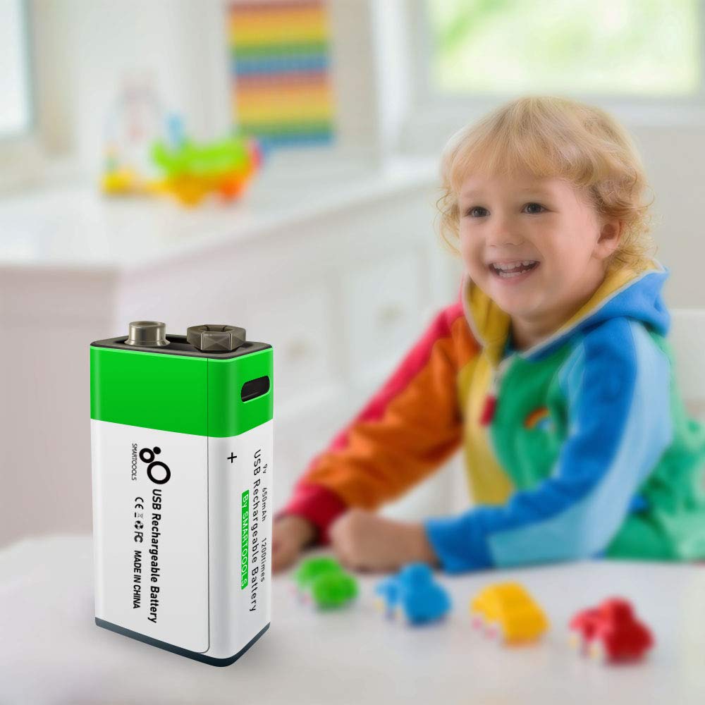 Akumulatory typu C 9 V litowy akumulator o dużej pojemności 650 mAh, 9 V, stałe wyjście 9 V, szybkie ładowanie 1,5 godziny z kablem 4-w-1 typu 2 z 2 sztukami