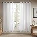 Produktbild Ösenschal Voile Vorhang in Leinen-Optik Leinenstruktur Ösenvorhang Gardine mit Ösen Solid Sheer Wohnzimmer Elegant, Off White (2er-Set, je 229x147cm)