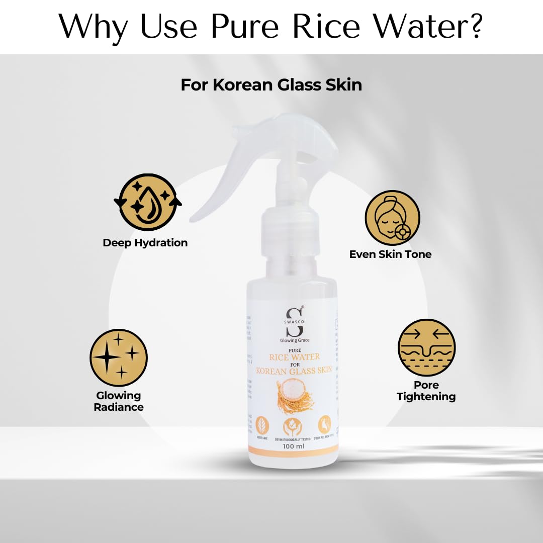 Swasco Korean Rice Water Face Toner | Hydrating & Brightening Milky Toner 100ml | Alcohol-Free, With Niacinamide & Hyaluronic Acid | Pore Tightening, Glowing & Even-Toned Skin | For All Skin Types 1
