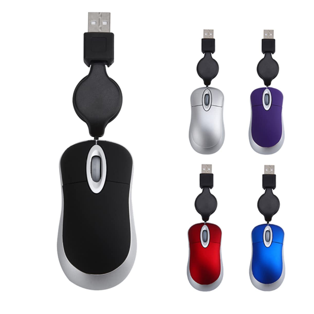 HOMSFOU Wired Mice Mini Rechargeable Mouse Rechargeable Mouse Pocket USB Wired Working USB Plug Girl Purple Mute 7X4CM