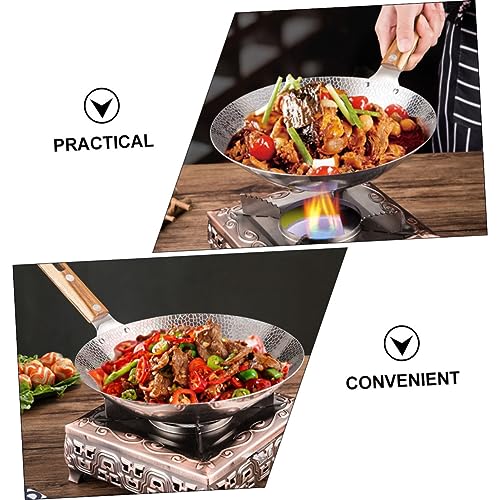 Wok de acero inoxidable con mango de madera miniatura 4