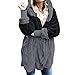 Oversize aperto anteriore con cappuccio tasche drappeggiate cardigan peluche caldo cotone fuzzy cappotto donna Nero M