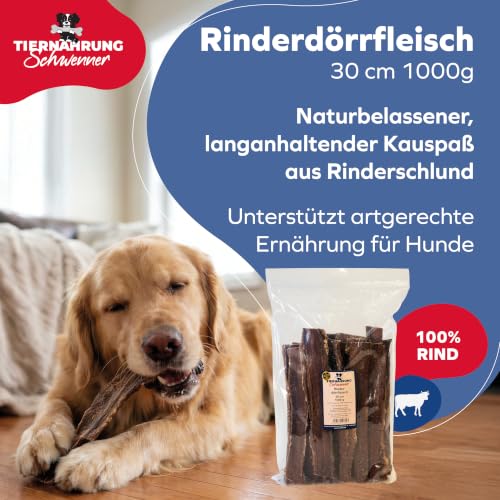 Tiernahrung Schwenner Rinderdörrfleisch Hunde, getrocknet, 1000g, 30cm