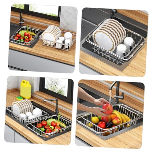 Escurridor de platos de acero inoxidable premium con sistema extensible de diseño 4