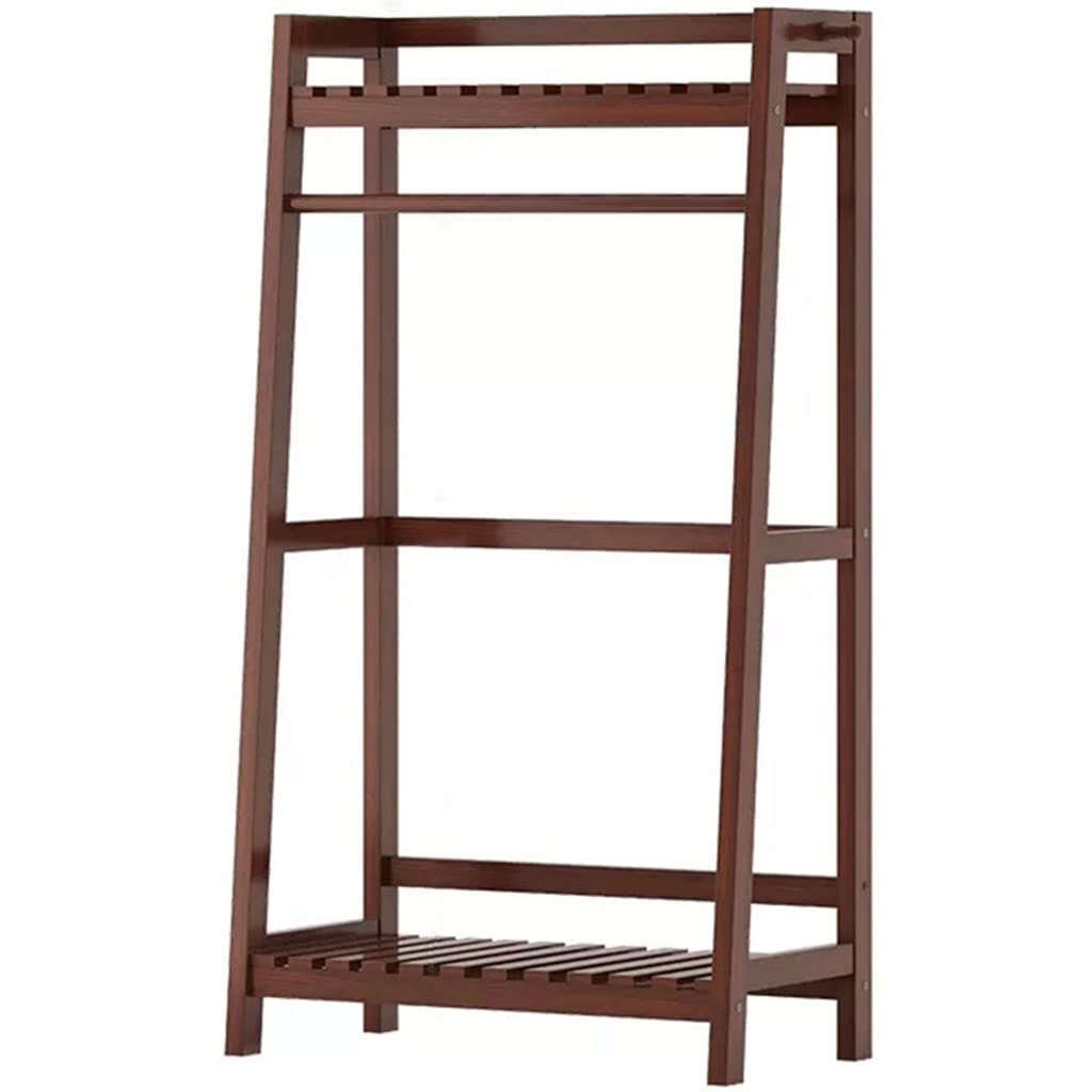 SWENEEN Garment Shoe Coat Rack Coat Freestanding Rack 2 Bamboo Rails Rack Dress Shoes Hats,
