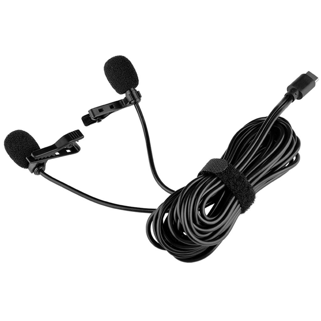 Microphone dual lavalier omnidirectionnel USB-C pour interview claire sur smartphone