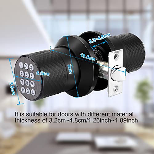 Fitnate Door Knob With Keypad,Digital Door Lock For Keyless Entry,Electronic Door Lock With Spare Keys,Auto Lock, Anti-Slip Handle, Easy To Install For Bedroom,Home And Office,Waterproof #TOP2