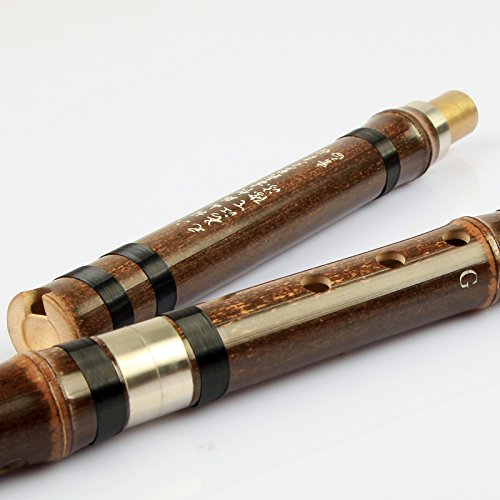 Orientalmusicsanctuary Professional Double Jointed (3 Section) Purple Bamboo Dong Xiao - Chinese Shakuhachi Xiao Flute (Right Handed, Key Of G) #TOP1