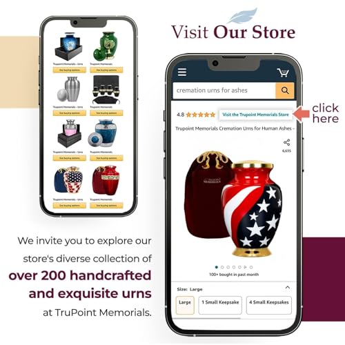 Image of Trupoint Memorials Cremation Urns for Human Ashes, Military and Patriotic Decorative Burial Urn for Veteran Adult Men and Women, Large Red