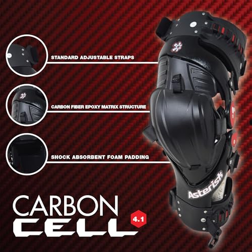 Asterisk Ultra Cell 4.1 - Advanced Knee Protector Brace for Motocross, Snowboarding, Wakeboarding, Off-Roading, Football, & More - (Pair, Large)