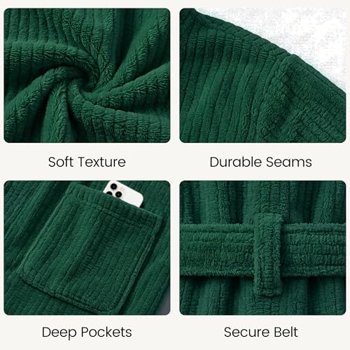 Image of PJGGZ Men's Bathrobes with Hood, Soft Long Towel Robe for Men - Super Absorbent Quick Dry yet Warm