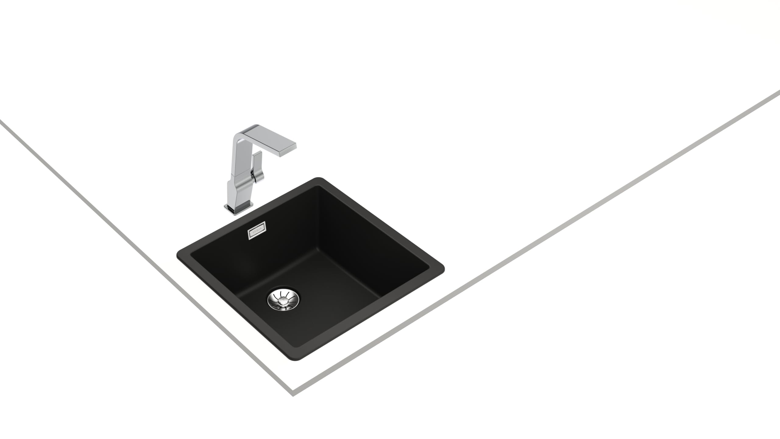 TEKA Fregadero Tegranite+ 1 Cubeta, Doble Instalación, Resistente a Impactos, No Poroso, Desagüe con Válvula, Profundidad 20cm, Mueble 50cm, Modelo Radea R10 40.40 M-TG