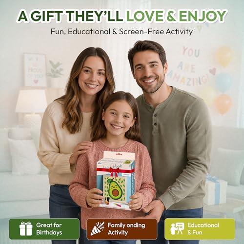 Image of Darice Latch Hook Rug Kit, Avocado Design DIY Latch Hook Kit for Kids & Adults, Color Canvas, PreCut Yarn & Hook Tool, Craft Activity & Gift for Kids