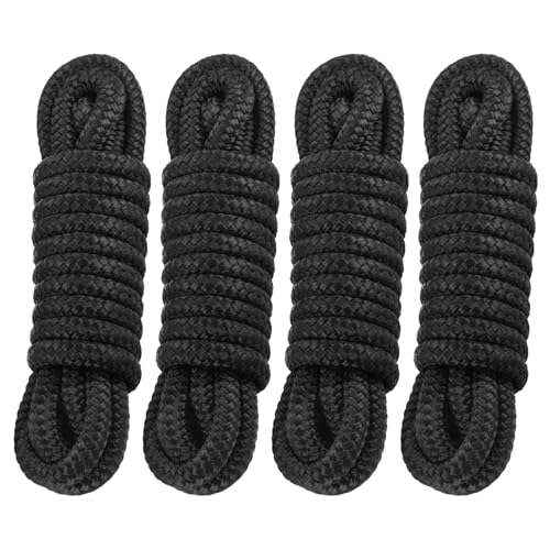 Moclear Premium Marine-Grade Dock Lines/Fender Lines - 4 Pack 3/8 x 10 Double Braided Nylon Boat Ropes with 12 Security Loops | Heavy-Duty Docking Mooring & Bumper Rope Solution
