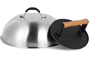 SHINESTAR Cast Iron Griddle Press with 12-Inch Melting Dome