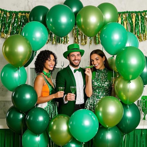 Image of Green Balloons Green Birthday Decorations 30 Pack 18 inch Round Party Balloons for Dark Green Themed Wedding Graduation Anniversary Christmas Birthday Party St Patricks Day Backdrop Decorations