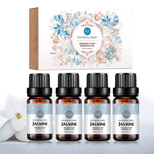 4 Bottles Jasmine Essential Oils 100% Pure Aromatherapy Oil for Soaps, Candles, Massage, Skin Care, Perfumes - 4 x 10ml