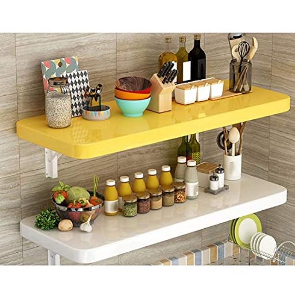 Wandgemonteerd klaptafelbureau, eenvoudig zwevend opvouwbaar laptopbureau, opklapbaar computerbureau, voor dineren, studeerkamer, keuken, diner, wasplaats, bar enz. (Grijs 50x30cm) (Geel 120x40cm)