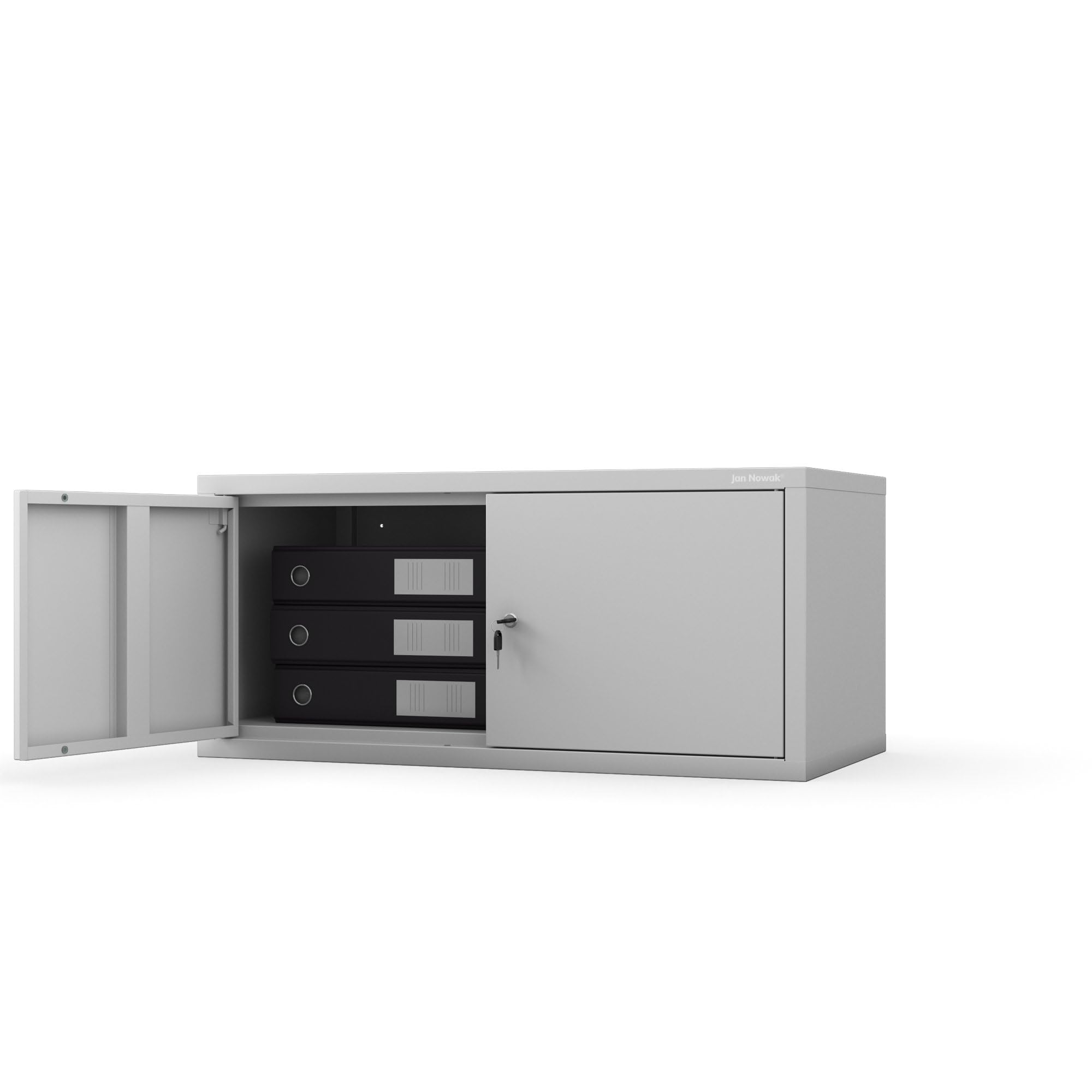 Jan Nowak Aktenschrankaufsatz C01L Aufsatz für Aktenschrank Büroschrank Metall Pulverbeschichtung Flügeltüren 38 x 80 x 40 cm (Grau)