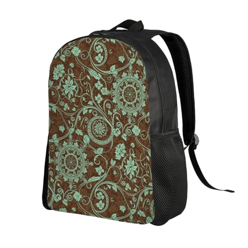 Camping Outdoor Backpack Big Capacity Rucksack Country Teal Brown Western Rustic Tooled Cowboy College Bookbag Men Women2