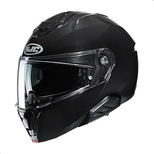 HJC i91 Casco modular sólido de motocicleta con escudo de pinlock HJ-33, aprobado por DOT (negro, XL)