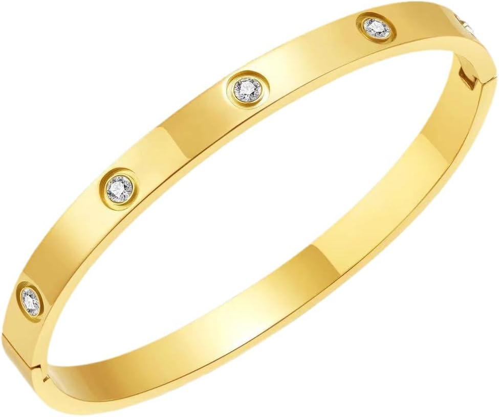 Women's 18K Gold-Plated Lucky Clover Flower Stackable Bracelet 2-Piece Set with Cubic Zirconia Gold Bracelet Fashionable Gift for Christmas, Valentine's Day and Birthday - Image 2