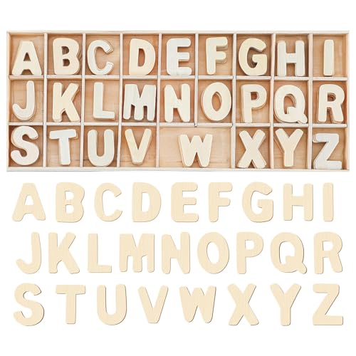 HJZHII Lot de 156 petites lettres alphabet bois brut 6 par lettre pour loisirs créatifs apprentissage peinture décorative