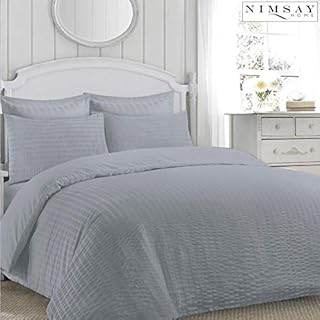 Nimsay Home Jasmine Seersucker Duvet Cover with Pillow Case Bedding Set (White, Single)