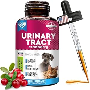 Cat & Dog Urinary Tract Infection Treatment & Natural UTI Medicine Cranberry-Kidney+Bladder Support Supplement – Best Prevention Incontinence, Bladder Stones – Pet Renal Health & UTI Care Drops