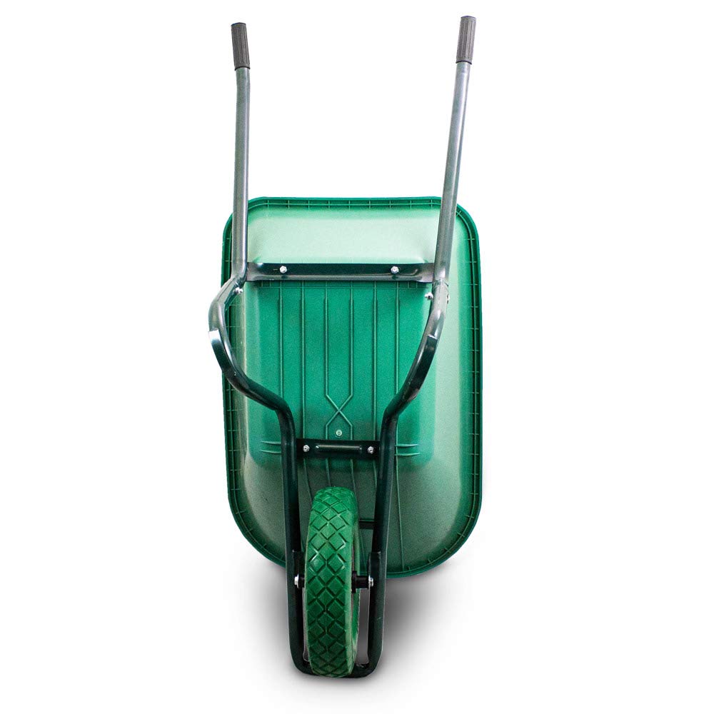 BITUXX Schubkarre 100L Schubkarren Scheibtruhe Schiebkarre Bauschubkarre mit PVC Wanne und PU Rad bis 250kg (Schubkarre mit PVC Mulde und PU Rad Grün)