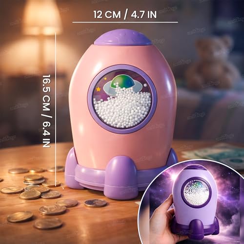 Image of Zest 4 Toyz Kids Piggy Bank Money Box Lockable Money Saving Bank with Coin Slot Cute Astronaut Design Educational Toy for Children-Multi Color