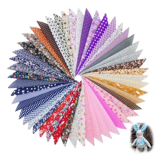 50 Stück Stoffreste zum Basteln, 20x20cm Stoffe zum Nähen Patchwork Stoff, Bedruckter Stoffpakete Baumwollstoff Patch Work für Kleidung, Vorhänge, Bettwäsche, DIY Basteln