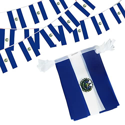 Image of Anley El Salvador String Flag Pennant Flags, Patriotic Events 15th of September Salvadoran Independence Day Decoration Sports Bars - 33 Feet 38 Flags