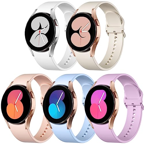 Lerobo 5 Pack Bands Compatible with Galaxy Watch 7 6 5 4 Band 40mm 44mm/ Galaxy Watch 6 4 Classic Band 43mm 47mm 46mm 42mm/Watch 5 pro 45mm,Active 2 Band, 20mm Band Soft Silicone Sport Band