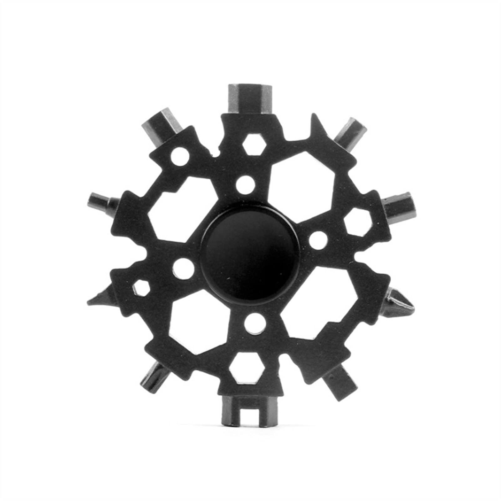 Bkhsgdxj Black Snowflake Wrench Snowflake Multitool,Screwdriver Spanner, Wrench 23-In-1(Black)
