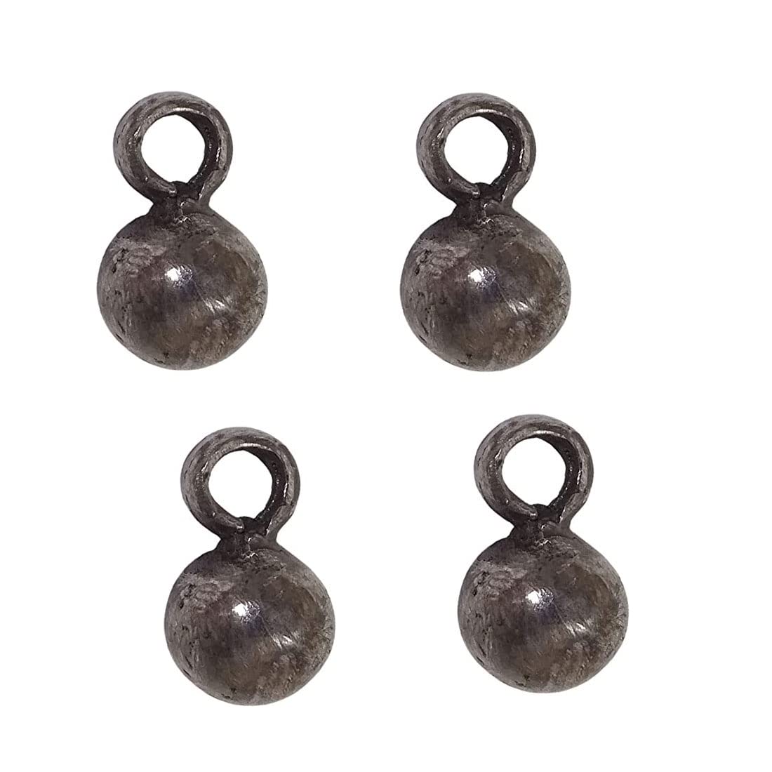 Sahiba GemsSolid Lead (Ranga) Full Round Solid Goli 10 mm Pendant/Locket for Men and Women ~ Use in Bracelet ya Locket ~ for Astrological and Lal Kitab Remedy ~ Set of Four Pieces