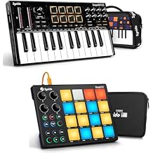 Synido TempoPAD MIDI Pad Controller Beat Maker Machine with Synido MIDI Keyboard Controller 25 Keys, Black