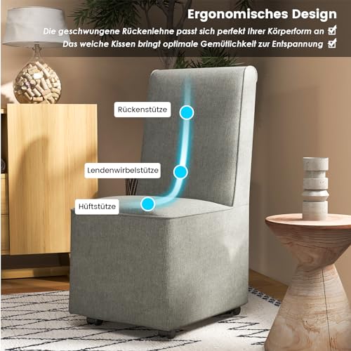 RELAX4LIFE Polsterstuhl, Relaxsessel mit Widerstandsrollen & Abnehmbarem Bezug, Fernsehsessel mit Hoher Rückenlehne, bis 150 kg belastbar, Relaxstuhl für Wohnzimmer Essenzimmer Büro – Bild 4