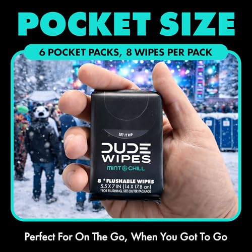 DUDE Wipes Mint Chill Pocket Packs, lingettes de voyage jetables pour adultes, 48 unités – Image 2