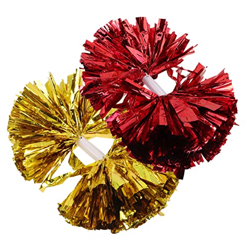 GOOHOCHY 2-Pack Reusable Cheer Pom Poms Cheerleader Props for Sports Bright Colors Compact Size