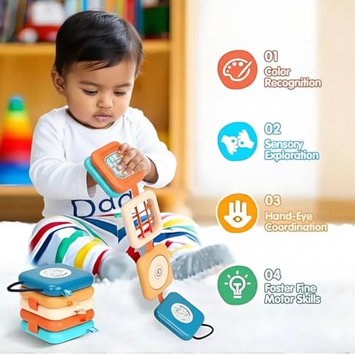 Image of TurtleBee Orignal 8-in-1 Montessori Sensory Toy for 1-3 Years | Stacking & Activity Cube | Fine Motor Skills & Early Learning Development | Travel Friendly Learning Toy| Birthday Gift for Kids