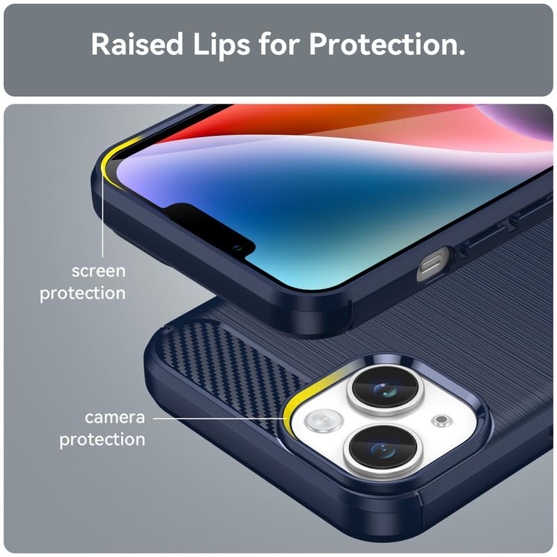 Image of Hybrid Carbon Fiber Back Case for iPhone 14 Plus (Blue)