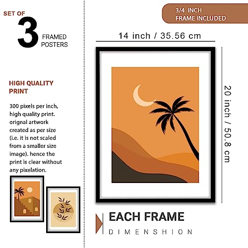 Image of NoWorries Minimalist theme coconut tree wall paintings for home decoration /Tree art wall frames for wall decor (Theme-Nature) (Pattern-Minimal) Set of 3 (Art-14, 13x19inch)