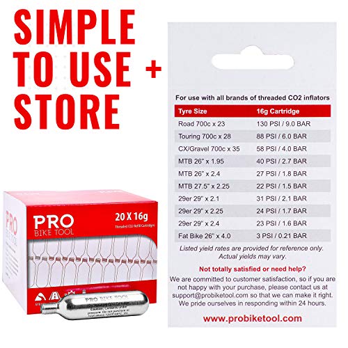 16G Threaded Co2 Cartridges - For All Co2 Handheld Bike Tire Inflators With Threaded Connection - Quick Air Refill For Bicycle Tires - Cartridge For Co2 Pump - Road Or Mtb Bikes. #TOP1