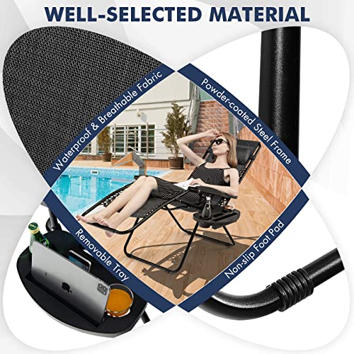 Image of Giantex 2 PCS Zero Gravity Chair, Outdoor Chaise Lounge with Cup Holder, Patio Folding Chairs Recliner for Yard Pool Lawn Balcony, Gray