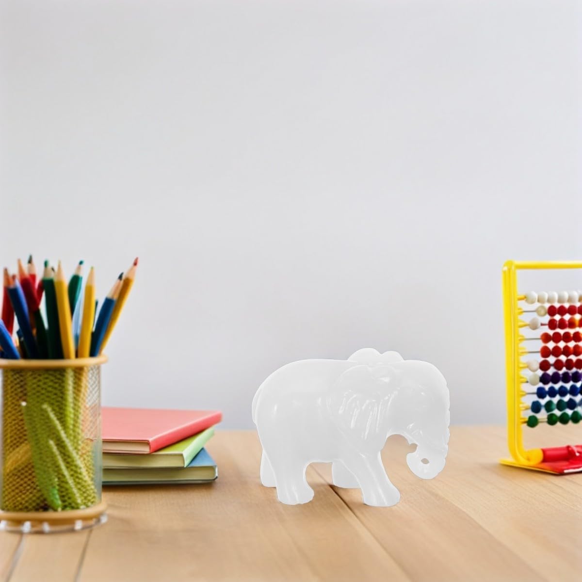 PACKOVE Escultura de Elefante de Jade Tallada y Amuleto de Buena Suerte Figura Decorativa Adorable Estatua de Animal Coleccionable para Hogar